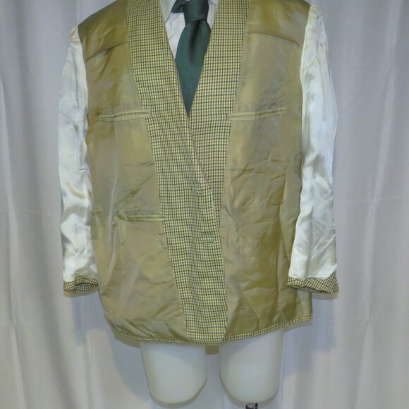 Henry Poole Savile Row Bespoke Cream Checked Two Button Sport Coat 44R - Picture 11 of 13